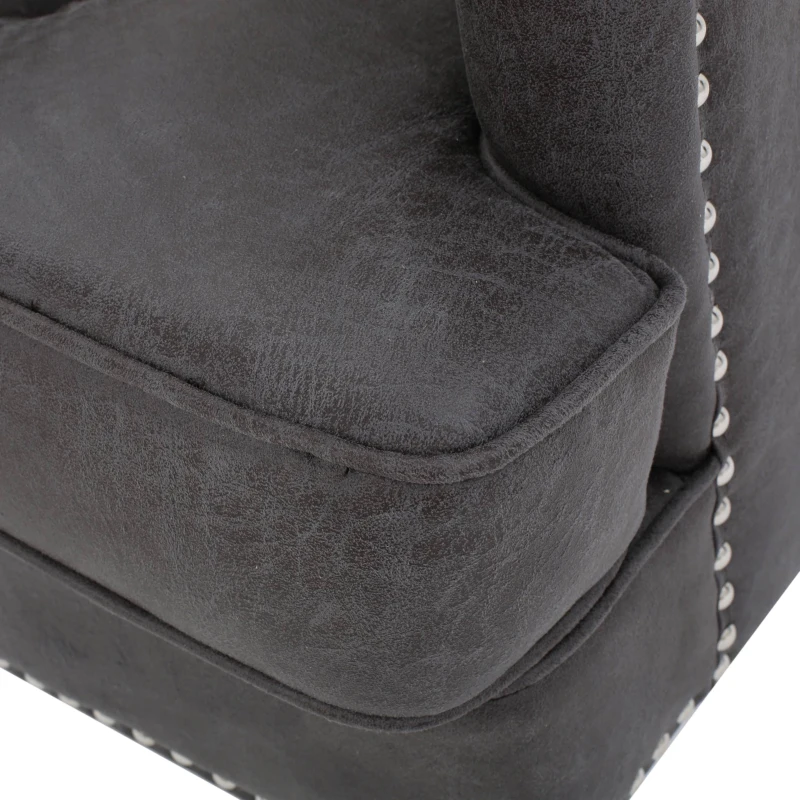 Modern Accent Tufted Club Chair with Rivet Design and Birch Wood Legs, Button Tufted Diamond Stitch, 28" L x 31.75" W x 35" H, Slate