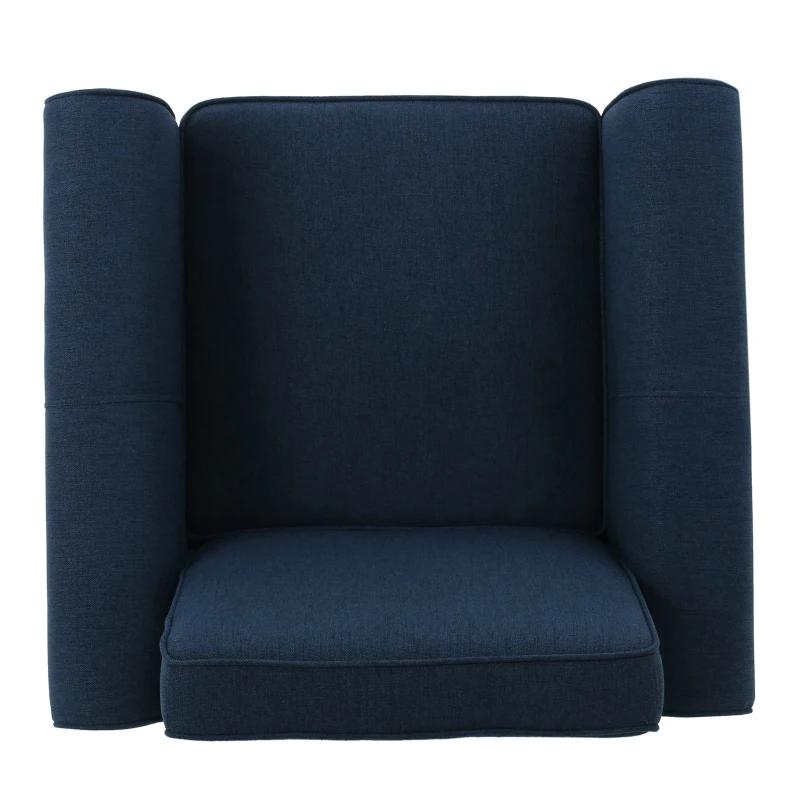 Contemporary Club Chair with Fabric Upholstery and Birch Wood Legs, 30.75"L x 28.75"W x 33"H, Navy Blue