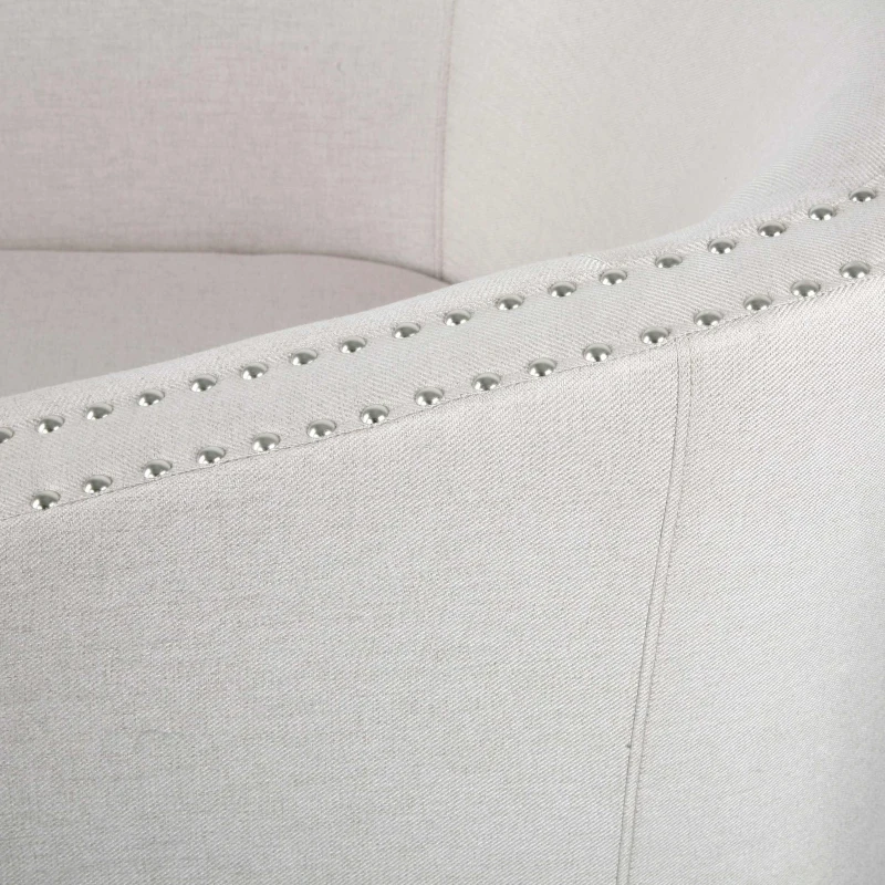 Barrel Style Upholstered Swivel Club Chair with Contemporary Design, Nailhead Trim, 31.25" L x 30.25" W x 31.25" H, Wheat