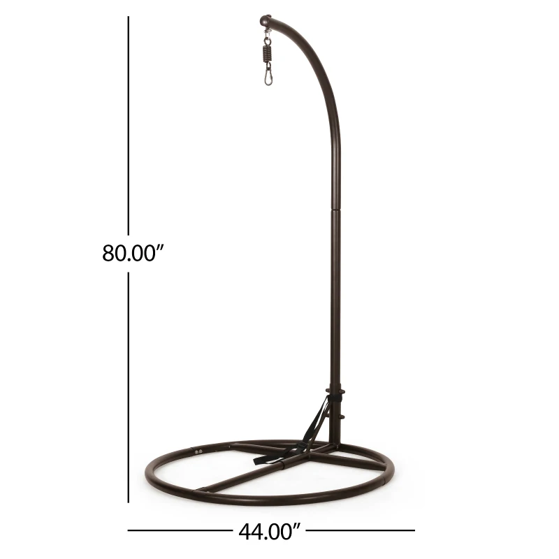 Iron Hammock Chair Stand with Durable Powder-Coated Frame, Weather Resistant, Compatible with Most Hanging Chairs, 44" x 44" x 80", Brown