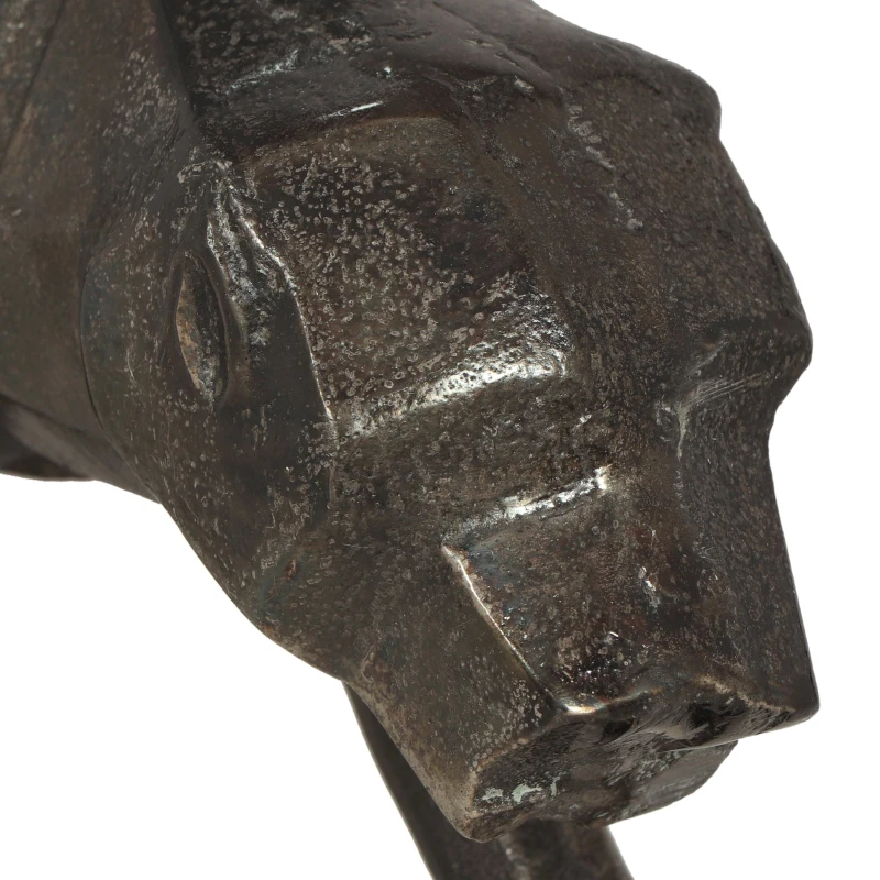 Handcrafted Aluminum Leopard Figurine Set, Sleek Geometric Design, Polished Black Finish, 2.5" L x 12" W x 5" H, Black