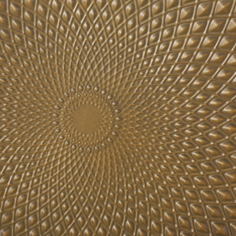 Metal Drum End Table with Lightweight and Durable Iron Construction, Mandala-Inspired Tabletop, No Assembly Required, 18.25" x 18.25" x 17.25", Gold