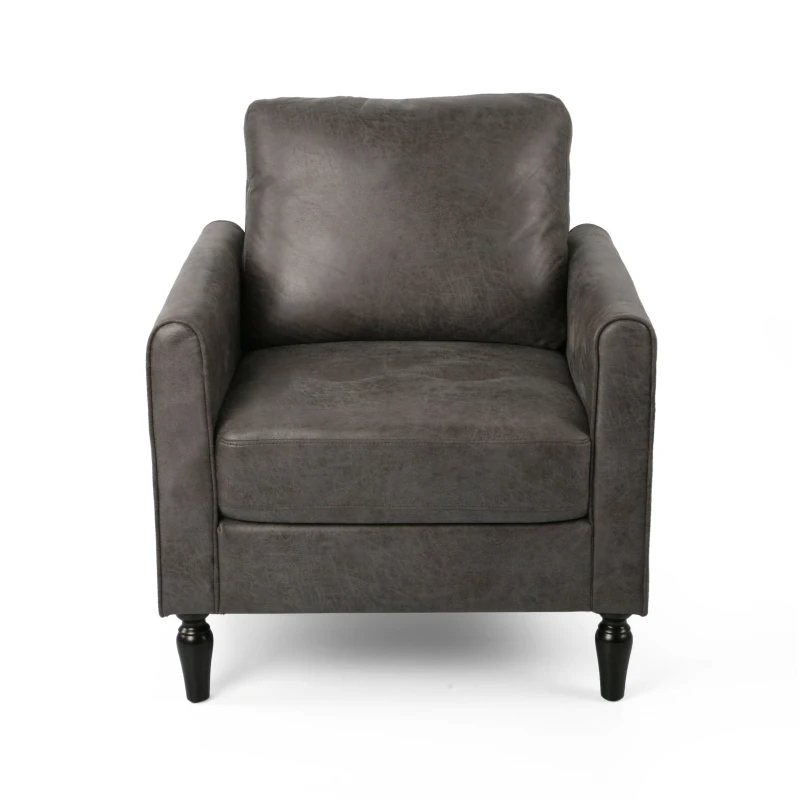 Contemporary Club Chair with Plush Microfiber Cushions, Low Profile Design, Birch Wood Frame, 31" L x 33.25" W x 35" H, Slate