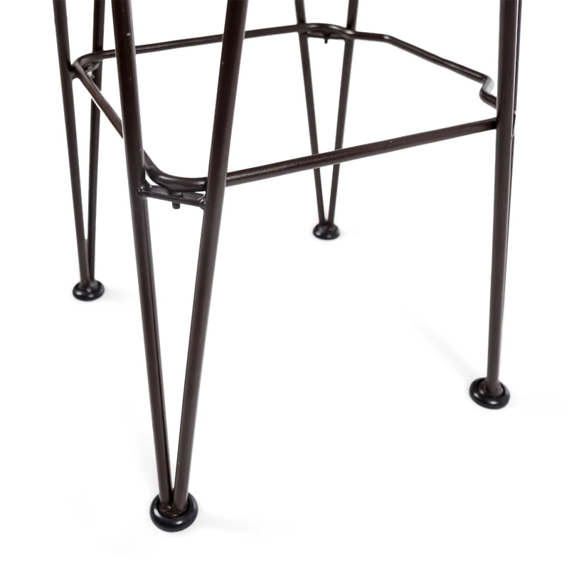 Industrial Wood and Metal Barstool Set of 2 with Powder-Coated Iron Frame, Acacia Wood Seat, and Built-In Footrest, Accent Outdoor Patio Seating, 16.5" L x 17" W x 37.5" H, Brown