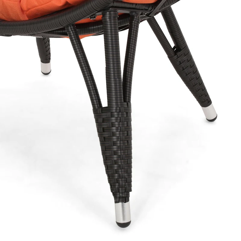 Vinsetto Indoor Teardrop Wicker Patio Chair with Water-Resistant Cushions, Durable Metal Frame, 38.5" L x 29.5" W x 58" H, Brown+Orange