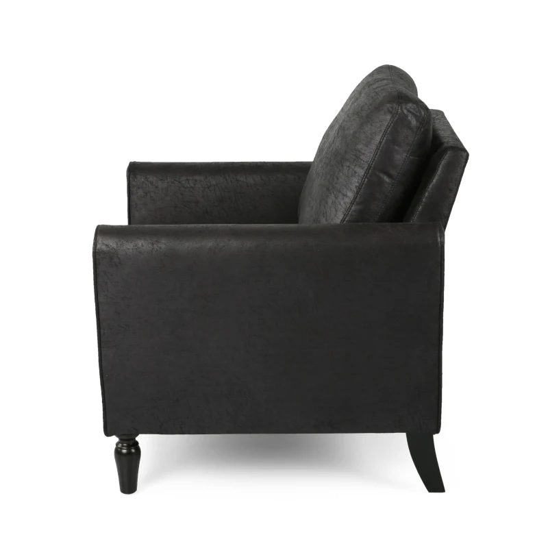 Contemporary Club Chair with Plush Microfiber Cushions, Low Profile Design, Birch Wood Frame, 31" L x 33.25" W x 35" H, Black