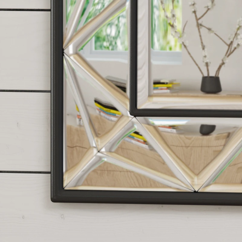 Full Length Rectangle Wall Mirror with Faux Wood Frame, Tempered Glass, No Assembly Required, 23.6" L x 0.8" W x 35.5" H, Clear