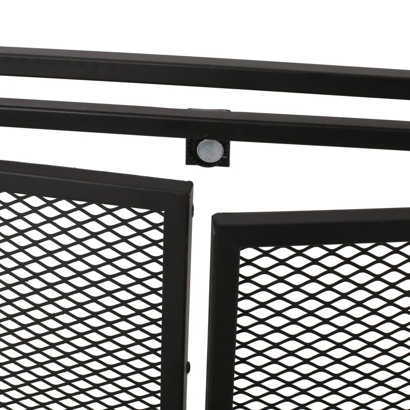 Iron Fireplace Screen with Easy Access Doors, Matte Black Finish, Hand-Crafted Details, 40" L x 10.25" W x 30.5" H, Black
