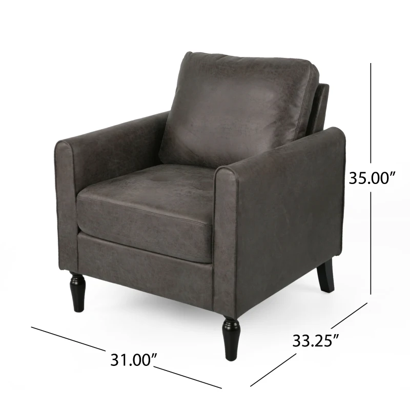Contemporary Club Chair with Plush Microfiber Cushions, Low Profile Design, Birch Wood Frame, 31" L x 33.25" W x 35" H, Slate