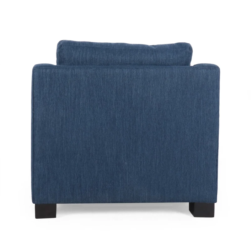 Accent Upholstered Club Chair with Contemporary Design, Sloped Arms and Birch Wood Legs, 33.75" L x 33.5" W x 32" H, Navy Blue