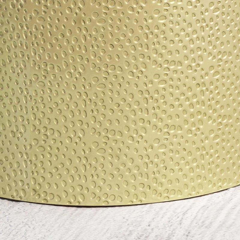 Hammered Metal Side Table Set of 2, Modern Iron Frame, No Assembly Required, 16" x 16" x 22.25", Gold