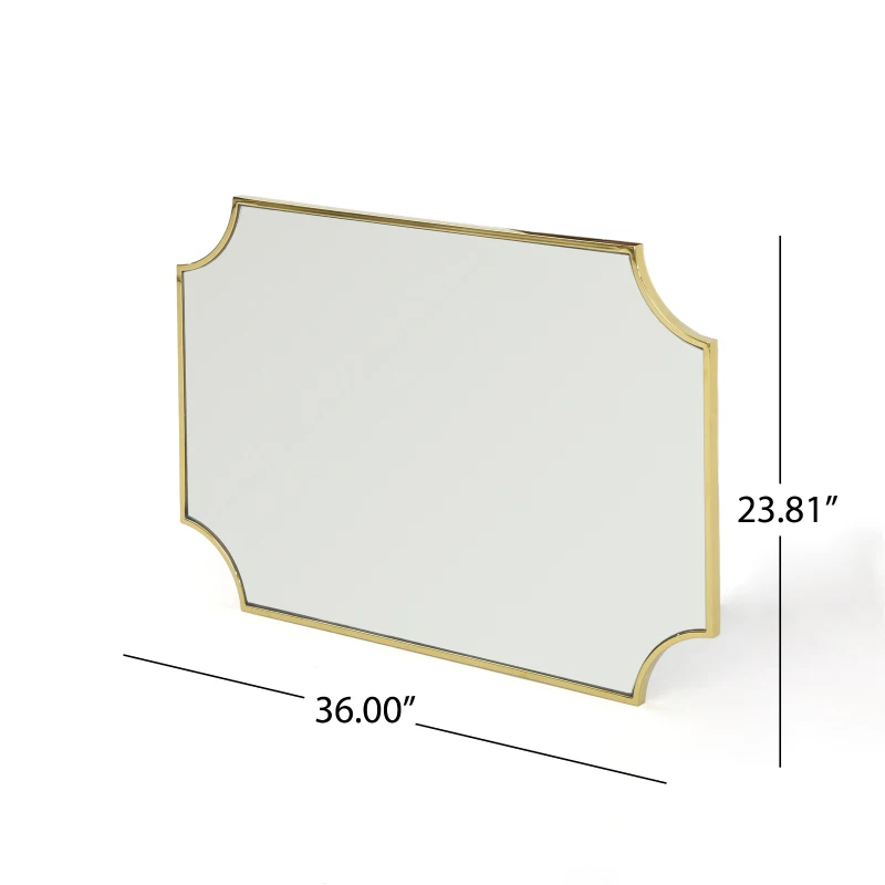 Modern Glam Wall Mirror with Stainless Steel Frame, No Assembly Required, 36" L x 23.81" W x 0.75" H, Gold