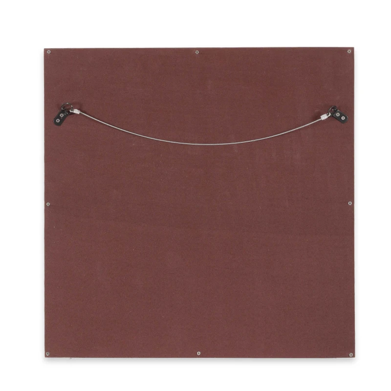 Boho Style Handcrafted Square Wall Mirror with Leather Frame, 23.5" L x 1" W x 23.5" H, Antique Yellow