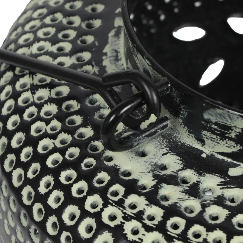 Large Indian Style Lantern with Green Patina and Black Finish, Hand-Crafted Iron, 12"L x 12"W x 15"H, Blackish Green