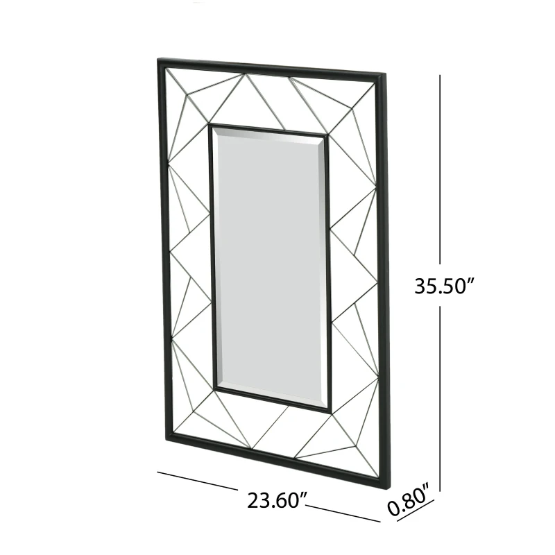 Full Length Rectangle Wall Mirror with Faux Wood Frame, Tempered Glass, No Assembly Required, 23.6" L x 0.8" W x 35.5" H, Clear