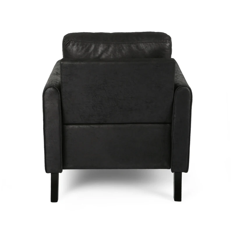 Contemporary Club Chair with Plush Microfiber Cushions, Low Profile Design, Birch Wood Frame, 31" L x 33.25" W x 35" H, Black