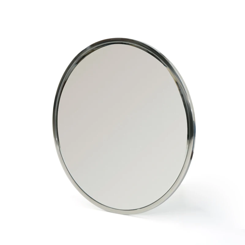 Round Glam Wall Mirror with Stainless Steel Frame, No Assembly Required, 31.5" L x 0.75" W x 31.5" H, Silver