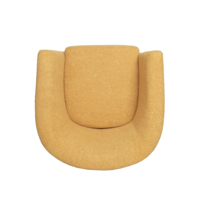 Contemporary Club Chair with Fabric Upholstery and Birch Wood Legs, Easy Assembly, 30.5"L x 29"W x 29.75"H, Mustard yellow