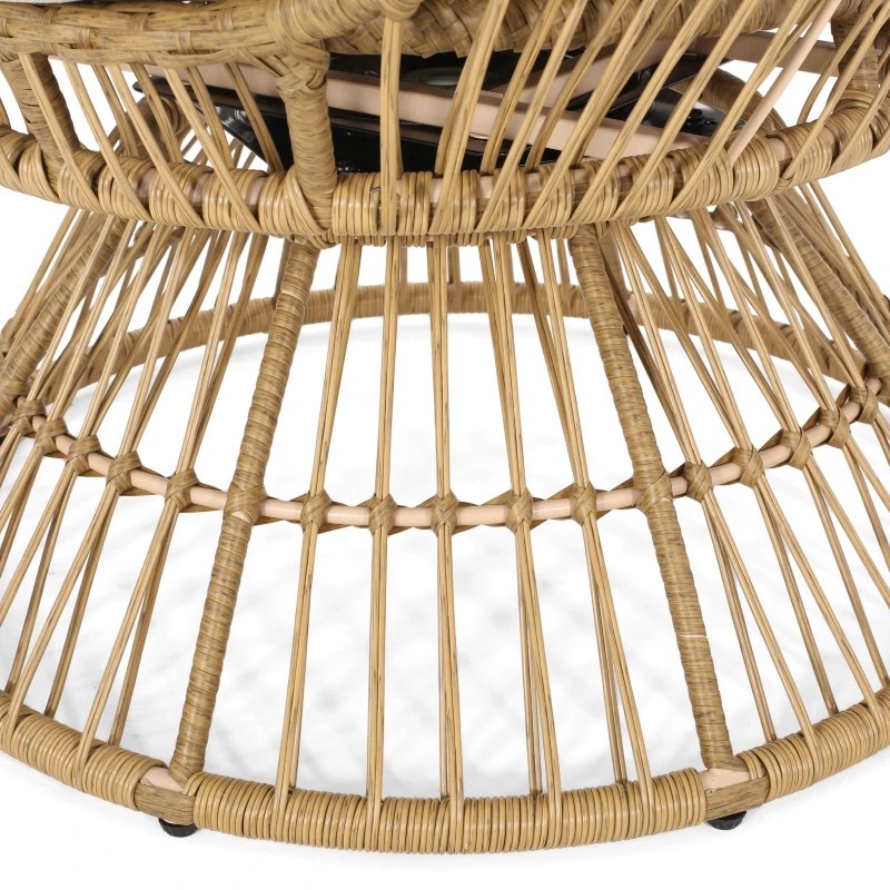 Vinsetto Wicker Outdoor Patio Swivel Egg Chair with Basket Shape Design and Water-Resistant Cushions, 30.5" L x 28" W x 58" H, Natural