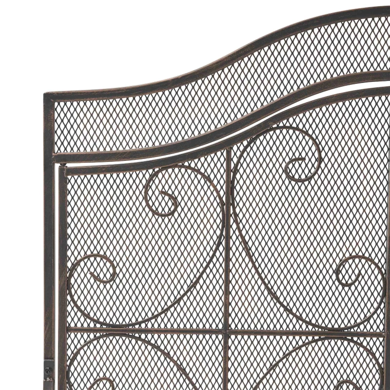 Modern Iron Fire Screen with Single Panel Design and Fine Mesh, Geometric Pattern, and Easy Assembly, 41" L x 9.75" W x 31.75" H, Black