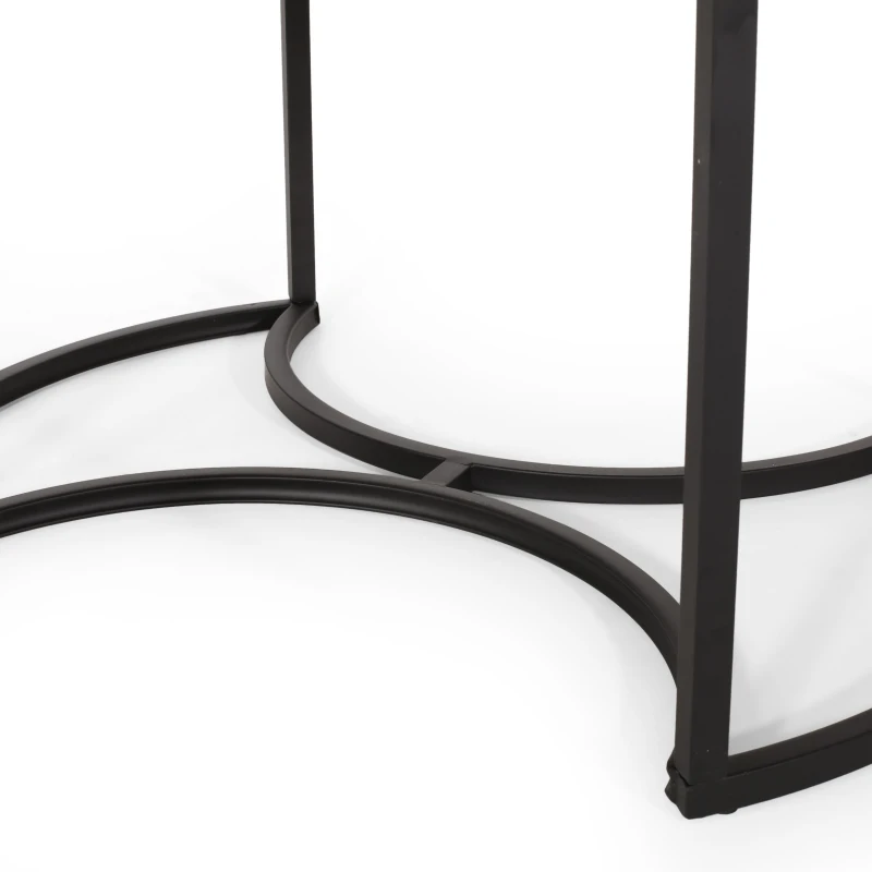 Modern Industrial Fir Wood Nested Coffee Table Set, 3-Piece with Powder-Coated Iron Frames and Wire-Brushed Tabletops, 31.5"x31.5"x18.5", Black