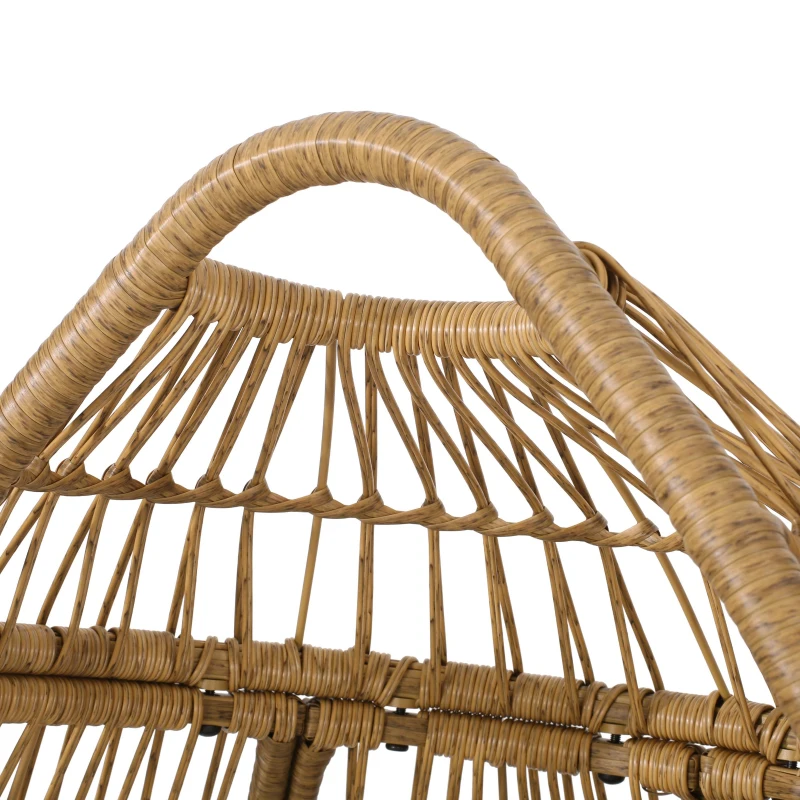 Outdoor Teardrop Wicker Patio Chair with Water-Resistant Cushions, Hand-Crafted Faux Rattan, 37" L x 28" W x 62" H, Natural