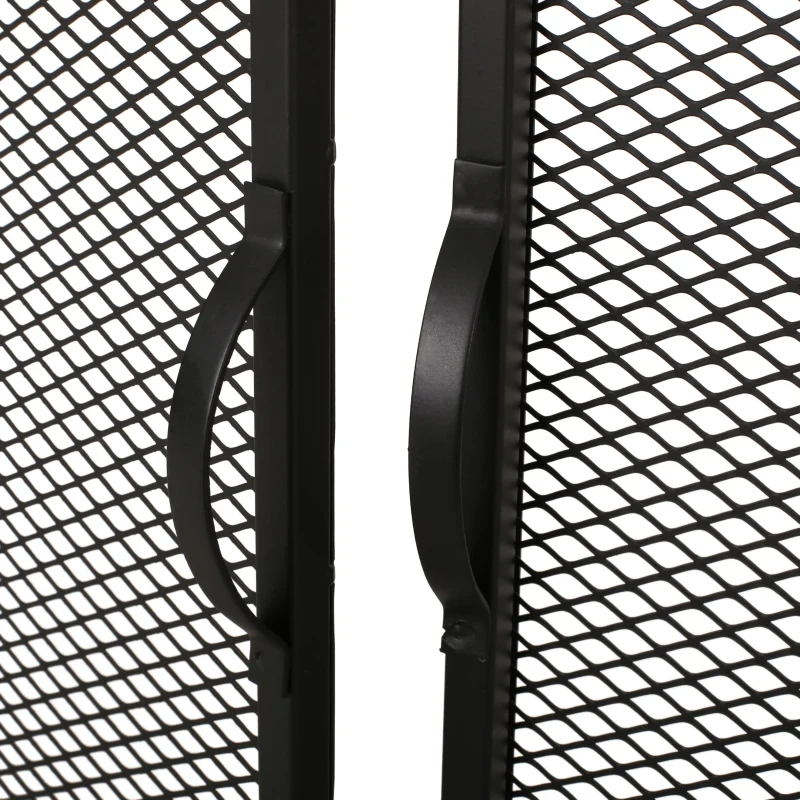 Iron Fireplace Screen with Easy Access Doors, Matte Black Finish, Hand-Crafted Details, 40" L x 10.25" W x 30.5" H, Black