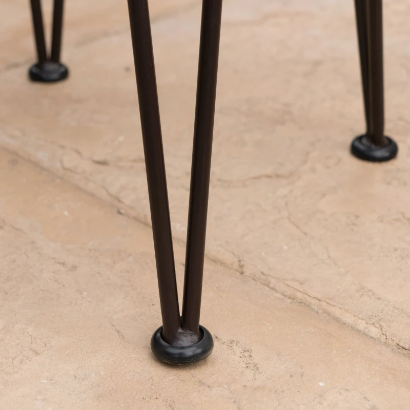 Industrial Wood and Metal Barstool Set of 2 with Powder-Coated Iron Frame, Acacia Wood Seat, and Built-In Footrest, Accent Outdoor Patio Seating, 16.5" L x 17" W x 37.5" H, Brown