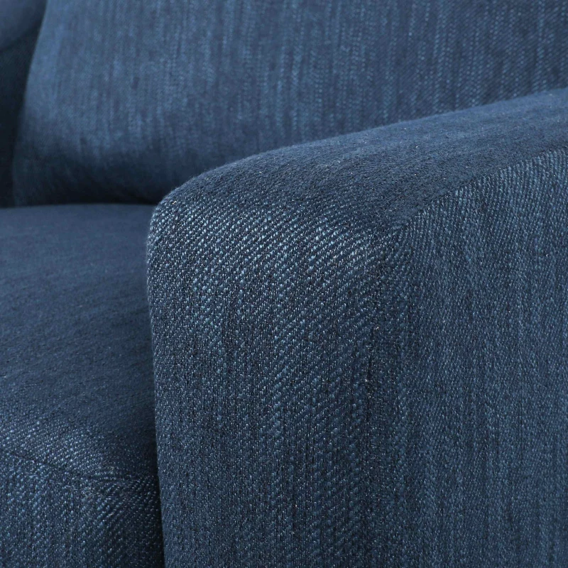 Accent Upholstered Club Chair with Contemporary Design, Sloped Arms and Birch Wood Legs, 33.75" L x 33.5" W x 32" H, Navy Blue