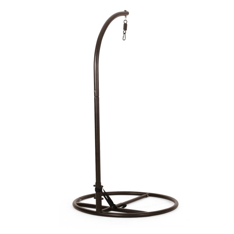 Iron Hammock Chair Stand with Durable Powder-Coated Frame, Weather Resistant, Compatible with Most Hanging Chairs, 44" x 44" x 80", Brown