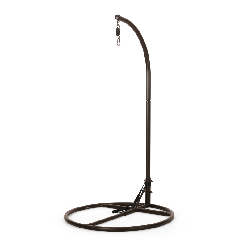 Iron Hammock Chair Stand with Durable Powder-Coated Frame, Weather Resistant, Compatible with Most Hanging Chairs, 44" x 44" x 80", Brown