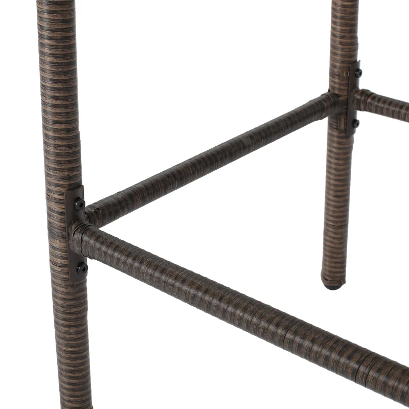 Outdoor Wicker Barstools Set of 2, Faux Rattan with Metal Frame, Weather Resistant, 24.8" L x 24.35" W x 46.5" H, Brown