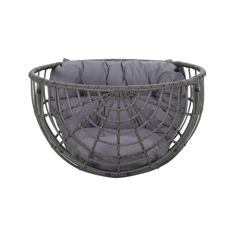 Vinsetto Indoor Teardrop Wicker Chair with Water-Resistant Cushions, Hand-Crafted Faux Rattan and Iron Frame, 38.5" L x 29.5" W x 58" H, Gray