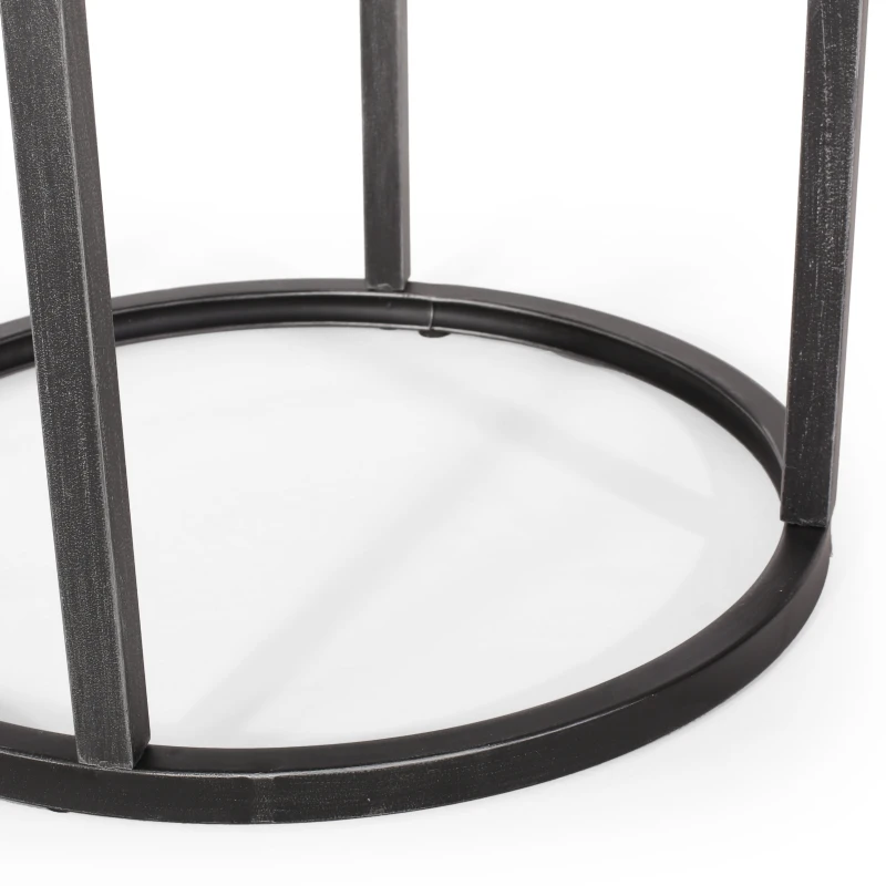 Vinsetto Modern Industrial Fir Wood Nested Coffee Table Set, 3-Piece with Powder-Coated Iron Frames and Wire-Brushed Tabletops, 31.5"x31.5"x18.5", Black+Silver