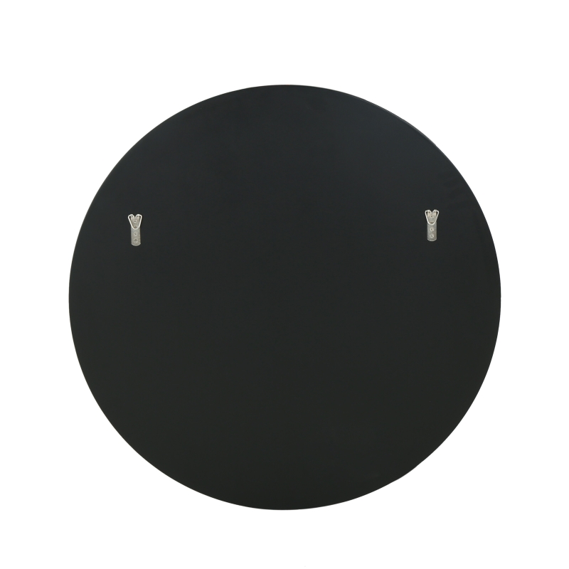 Glam Circular Wall Mirror with Faux Wood Frame, Tempered Glass, Curved Round Mirror, No Assembly Required, 31.5" L x 31.5" W x 1.38" H, Clear