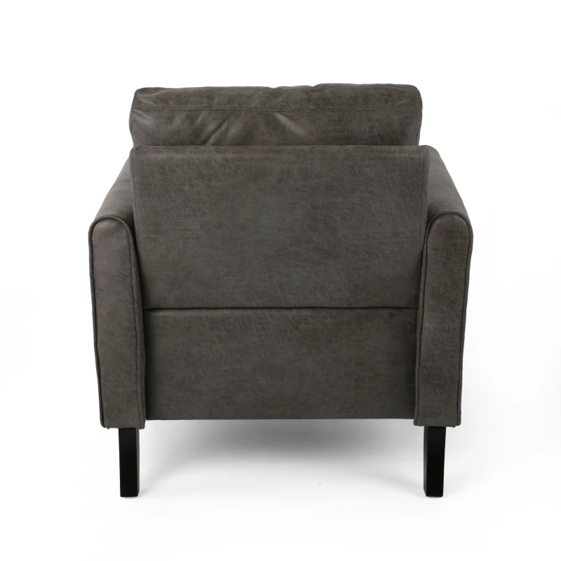 Contemporary Club Chair with Plush Microfiber Cushions, Low Profile Design, Birch Wood Frame, 31" L x 33.25" W x 35" H, Slate