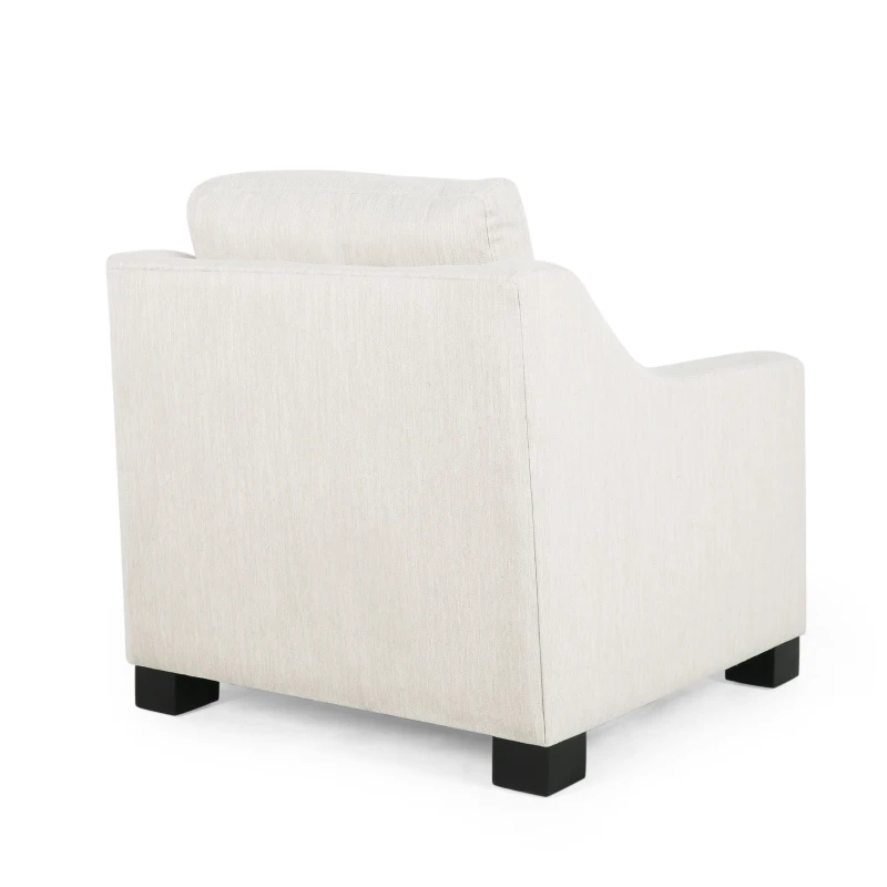 Accent Upholstered Club Chair with Contemporary Design, Sloped Arms and Birch Wood Legs, 33.75" L x 33.5" W x 32" H, Beige