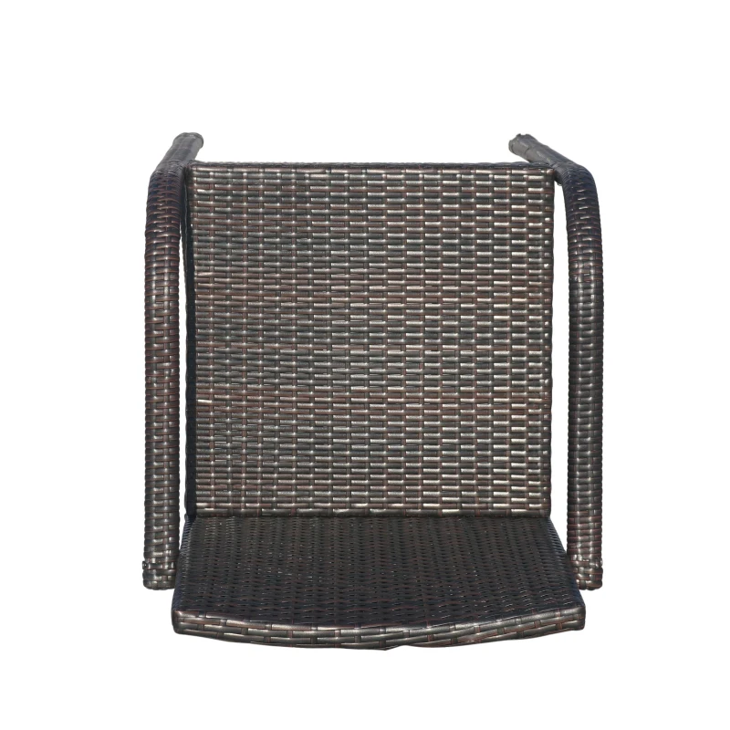 Vinsetto Outdoor Wicker Barstool Chair Set of 2 with Durable Powder-Coated Metal Frame, Hand-Crafted Faux Rattan, 22" L x 24.25" W x 45.5" H, Brown