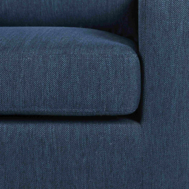 Accent Upholstered Club Chair with Contemporary Design, Sloped Arms and Birch Wood Legs, 33.75" L x 33.5" W x 32" H, Navy Blue