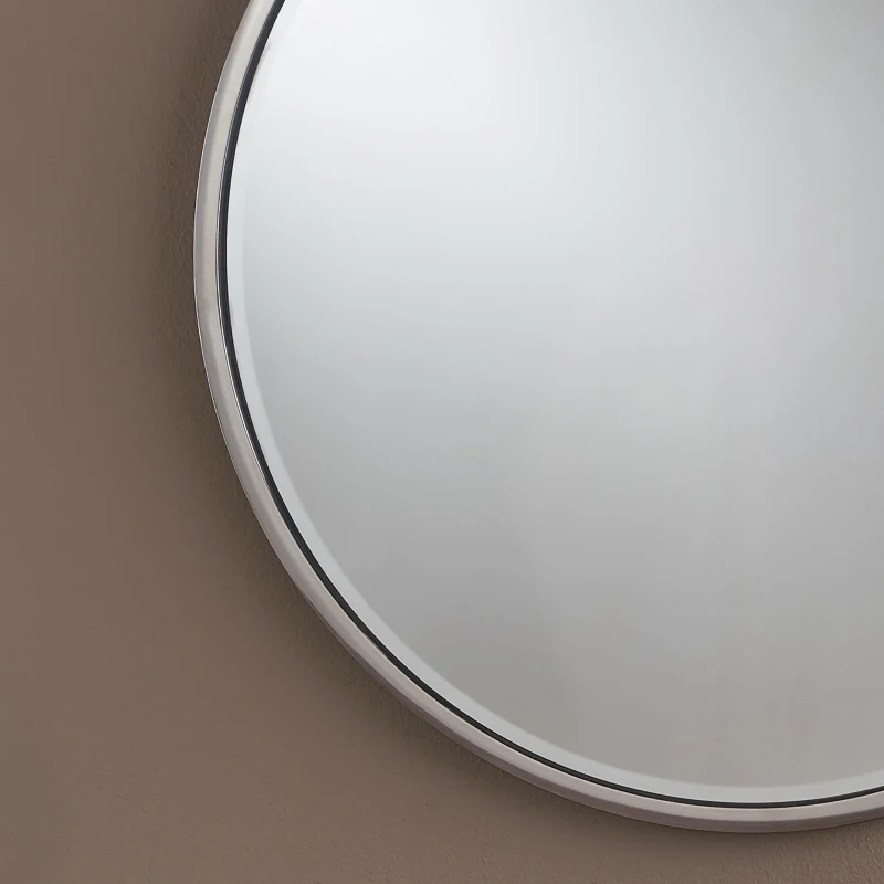 Round Glam Wall Mirror with Stainless Steel Frame, No Assembly Required, 31.5" L x 0.75" W x 31.5" H, Silver