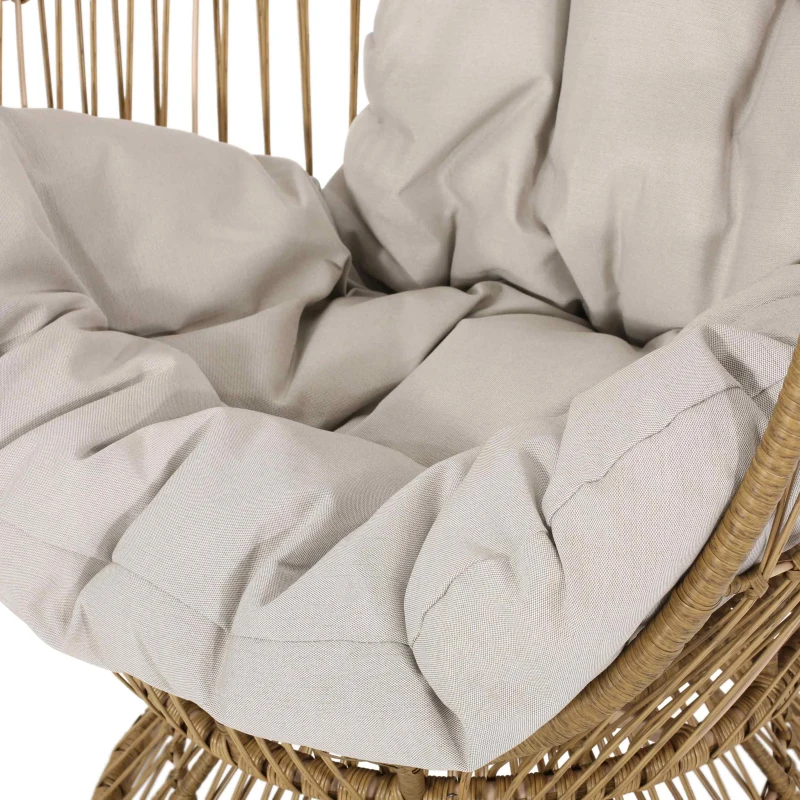 Vinsetto Wicker Outdoor Patio Swivel Egg Chair with Basket Shape Design and Water-Resistant Cushions, 30.5" L x 28" W x 58" H, Natural