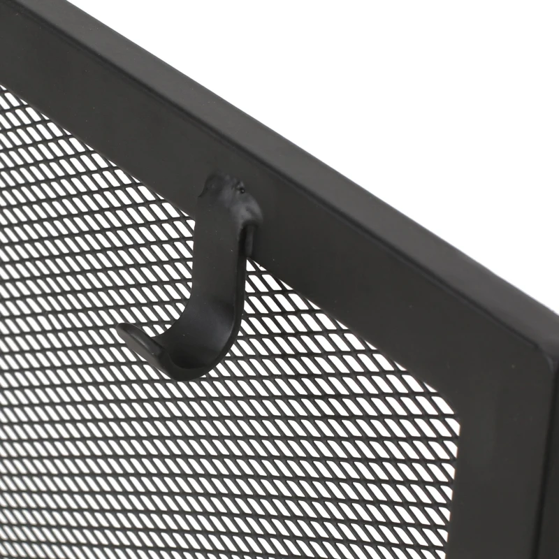 Iron Folding Fireplace Screen with Doors and 4-Piece Tool Set, Matte Finish, 50.5" x 5.5" x 32", Matte Black