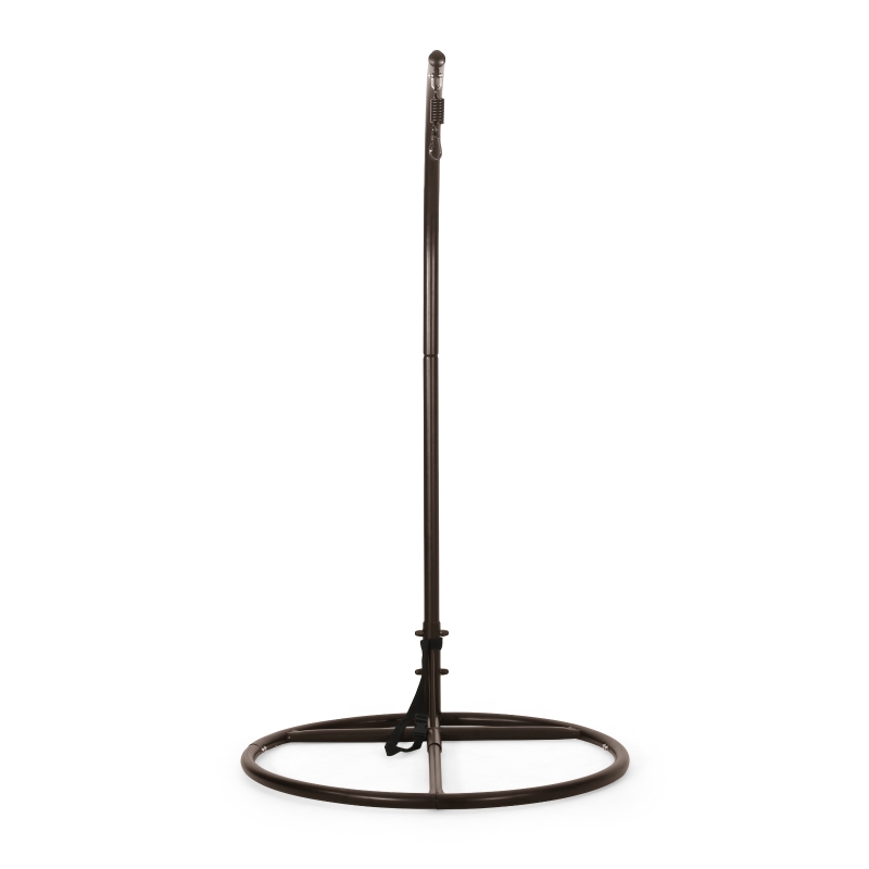 Iron Hammock Chair Stand with Durable Powder-Coated Frame, Weather Resistant, Compatible with Most Hanging Chairs, 44" x 44" x 80", Brown