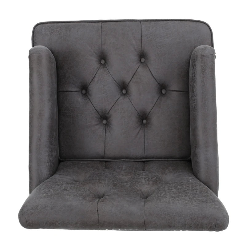 Modern Accent Tufted Club Chair with Rivet Design and Birch Wood Legs, Button Tufted Diamond Stitch, 28" L x 31.75" W x 35" H, Slate