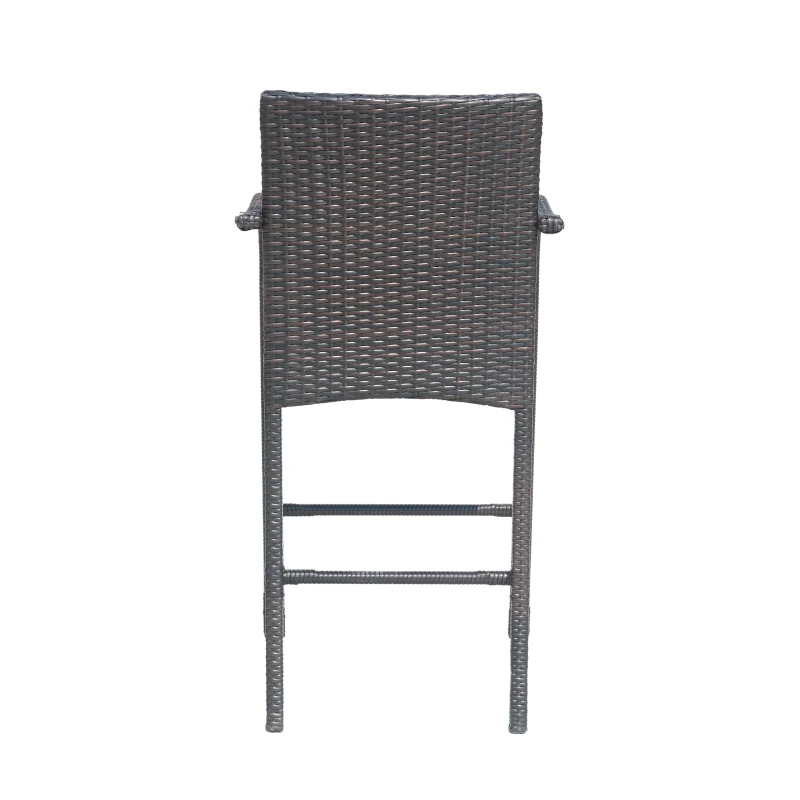 Vinsetto Outdoor Wicker Barstool Chair Set of 2 with Durable Powder-Coated Metal Frame, Hand-Crafted Faux Rattan, 22" L x 24.25" W x 45.5" H, Brown