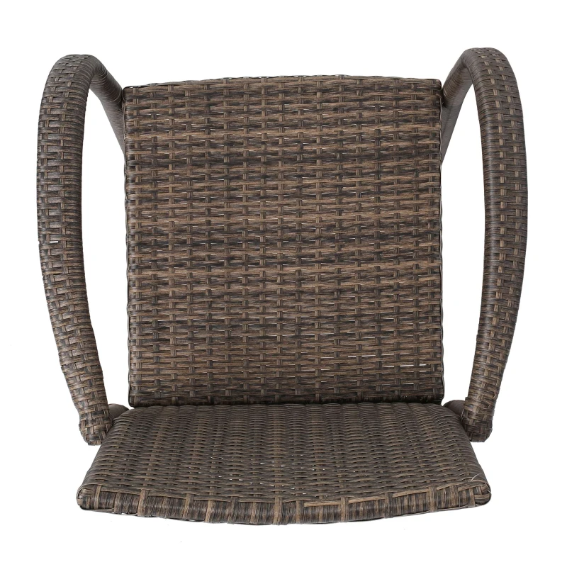 Outdoor Wicker Barstools Set of 2, Faux Rattan with Metal Frame, Weather Resistant, 24.8" L x 24.35" W x 46.5" H, Brown