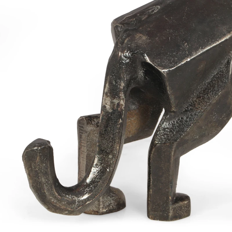 Handcrafted Aluminum Leopard Figurine Set, Sleek Geometric Design, Polished Black Finish, 2.5" L x 12" W x 5" H, Black