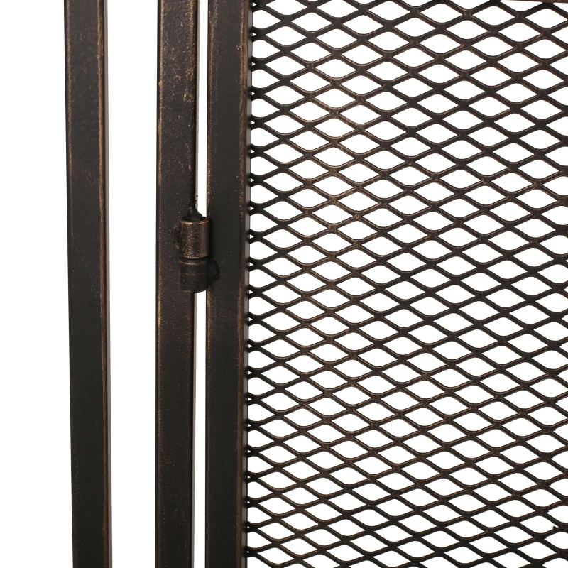 Iron Fireplace Screen with Easy Access Doors, Matte Black Finish, Hand-Crafted Details, 40" L x 10.25" W x 30.5" H, Black+Gold