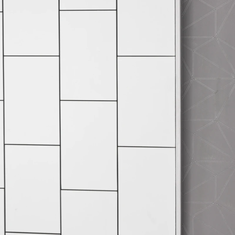 Rectangular Glam Brick Patterned Wall Mirror with Stainless Steel Frame, No Assembly Required, 23.6" L x 35.4" W x 0.78" H, Silver