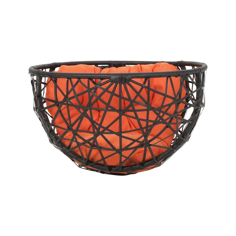 Vinsetto Indoor Teardrop Wicker Patio Chair with Water-Resistant Cushions, Durable Metal Frame, 38.5" L x 29.5" W x 58" H, Brown+Orange